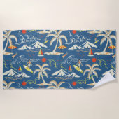 Retro Surf Tropical Pattern Strandtuch (Vorderseite)