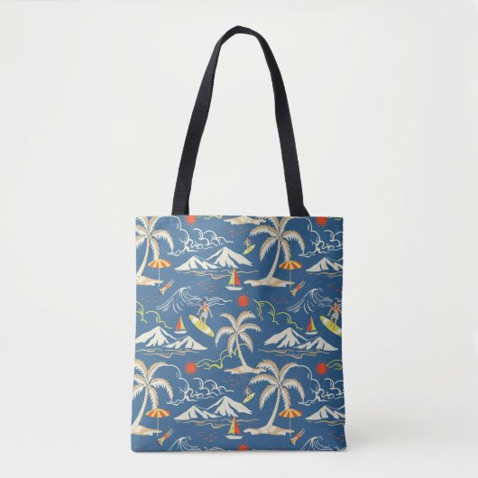 Retro Surf Tropical Pattern Tasche (Vorderseite)