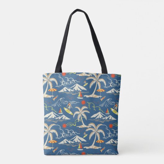 Retro Surf Tropical Pattern Tasche (Rückseite)
