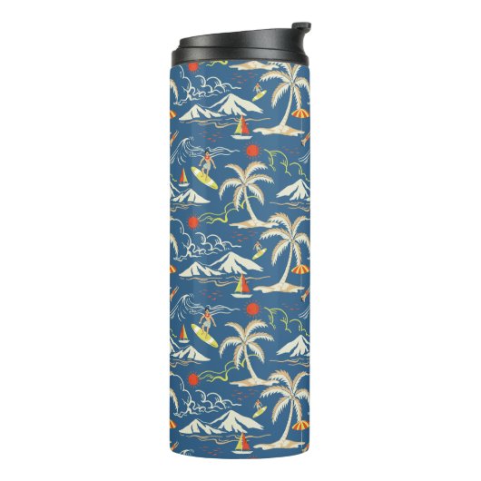 Retro Surf Tropical Pattern Thermosbecher (Nach links gedreht)