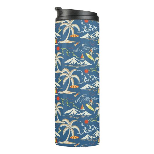 Retro Surf Tropical Pattern Thermosbecher (Nach rechts gedreht)