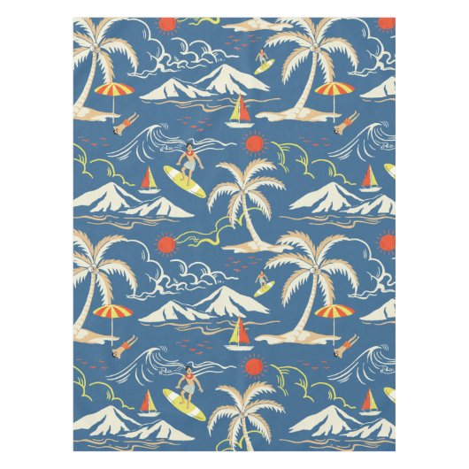 Retro Surf Tropical Pattern Tischdecke (Vorderseite)