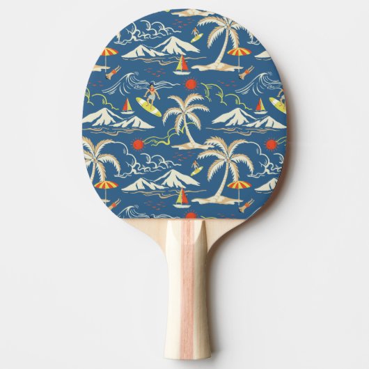 Retro Surf Tropical Pattern Tischtennis Schläger (Vorderseite)