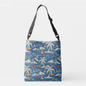 Retro Surf Tropical Pattern Tragetaschen Mit Langen Trägern (Rückseite)