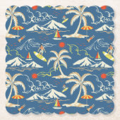 Retro Surf Tropical Pattern Untersetzer (Vorderseite)