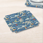 Retro Surf Tropical Pattern Untersetzer (angewinkelt)