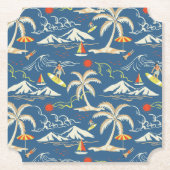Retro Surf Tropical Pattern Untersetzer (Vorderseite)
