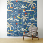 Retro Surf Tropical Pattern Wandteppich (Beispiel)