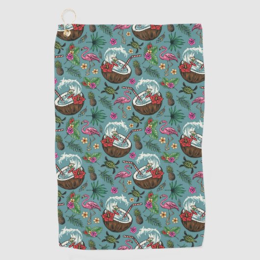 Retro-Surf-tropisches Muster Golfhandtuch (Vorderseite)