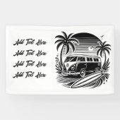 Retro Surf Van & Palm Trees Banner (Horizontal)