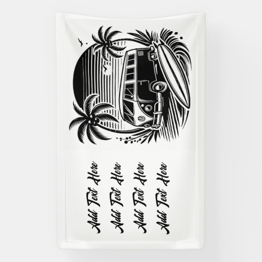 Retro Surf Van & Palm Trees Banner (Vertikal)