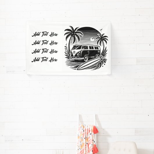 Retro Surf Van & Palm Trees Banner (InSitu)