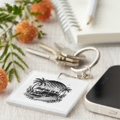 Retro Surf Van & Palm Trees Design Schlüsselanhäng Schlüsselanhänger (Vorderseite rechts)