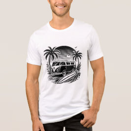 Retro Surf Van & Palm Trees Design Tri-Blend-Shirt Tri-Blend Shirt