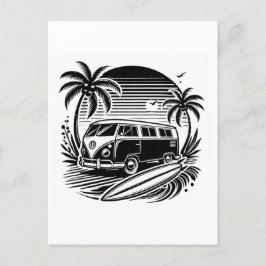 Retro Surf Van & Palm Trees Holiday Postkarte