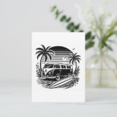 Retro Surf Van & Palm Trees Holiday Postkarte (Stehend Vorderseite)