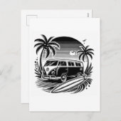 Retro Surf Van & Palm Trees Holiday Postkarte (Vorne/Hinten)