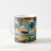 Retro Surf Van & Palmen Kaffeetasse | Tropisch (Vorderseite Links)
