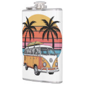 Retro Surf Van Sunset Vibes Flachmann (Links)