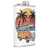 Retro Surf Van Sunset Vibes Flachmann (Rechts)