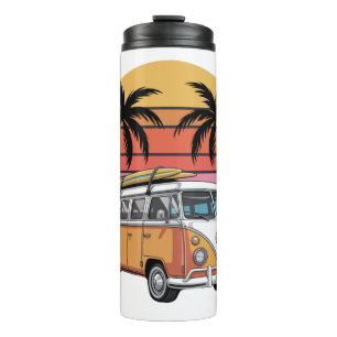 Retro Surf Van Sunset Vibes Thermosbecher