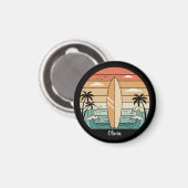 Retro Surf Vibes - Surfboard & Waves Magnet (Vorderseite/Rückseite)