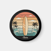 Retro Surf Vibes - Surfboard & Waves Magnet (Vorne)