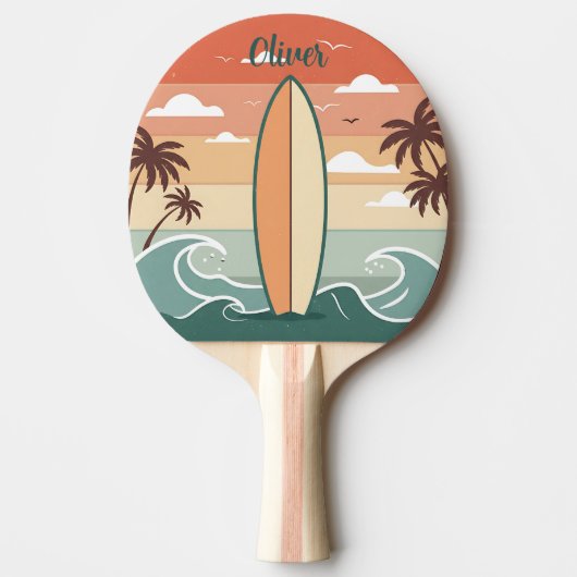 Retro Surf Vibes - Surfboard & Waves Tischtennis Schläger (Vorderseite)