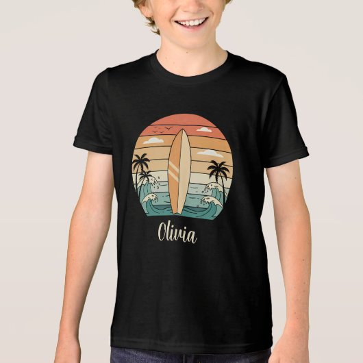 Retro Surf Vibes - Surfboard & Waves Tri-Blend Shirt (Vorderseite)