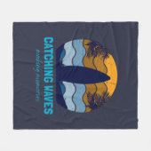 Retro Surfboard Beach Art Fleecedecke (Vorderseite (Horizontal))