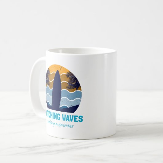 Retro Surfboard Beach Art Kaffeetasse (Vorderseite Links)