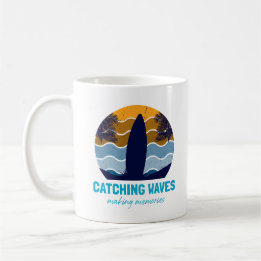 Retro Surfboard Beach Art Kaffeetasse