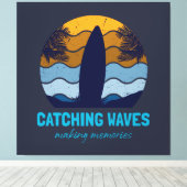 Retro Surfboard Beach Art Leinwanddruck (Insitu (Holzboden))