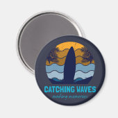 Retro Surfboard Beach Art Magnet (Vorderseite/Rückseite)
