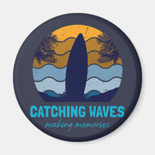 Retro Surfboard Beach Art Magnet