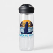 Retro Surfboard Beach Art Trinkflasche (Vorderseite)