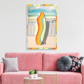 Retro Surfboard Beach Coast Scene Design Leinwanddruck (Insitu (Wohnzimmer))