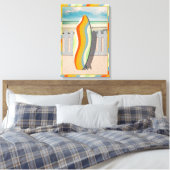 Retro Surfboard Beach Coast Scene Design Leinwanddruck (Insitu (Schlafzimmer))