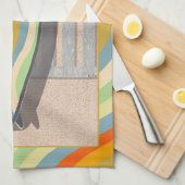 Retro Surfboard Pelican Strip Art Geschirrtuch (Viertel Falte)