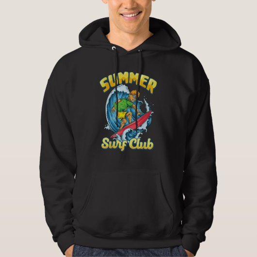 Retro Surfboard summer surf club Surfboarder Vinta Hoodie (Vorderseite)