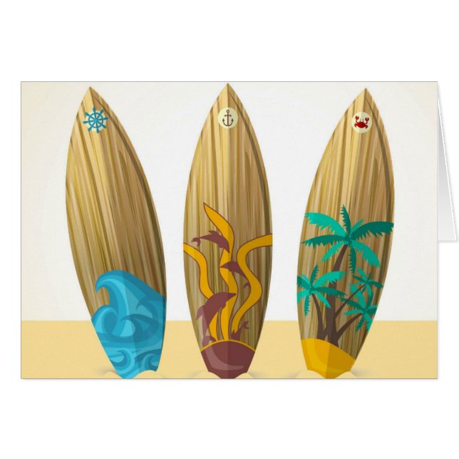 Retro Surfboard trio Sommerstrand (Vorderseite (Horizontal))