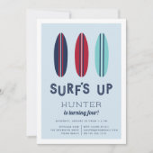 Retro Surfboards Geburtstagsparty Einladung (Vorderseite)