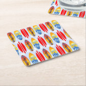 Retro-Surfboards Hellblauer Hibiskus Rechteckiger Pappuntersetzer (angewinkelt)