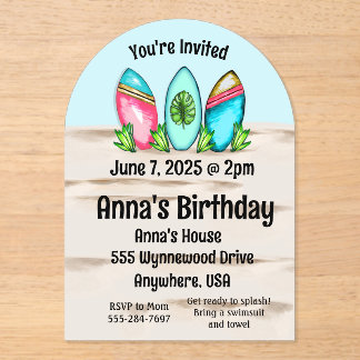 Retro-Surfboards, rosa, Acryleinladungen