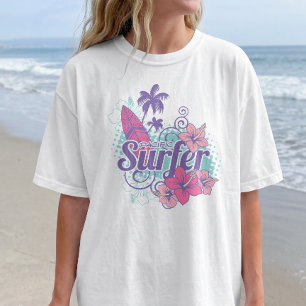 Retro-Surfbrett Hibiskus Strand Aloha T-Shirt
