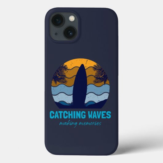 Retro-Surfbrett-Strandkunst zum Wellenreiten Case-Mate iPhone Hülle (Rückseite)