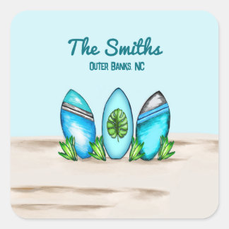 Retro-Surfbretter Quadratischer Aufkleber