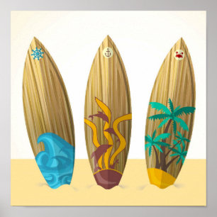 Retro Surfbrettersun-Brandungs-Sand Poster