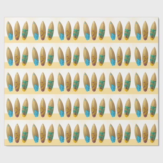 Retro Surfbretttrio-Sommerstrand Geschenkpapier (Flach)