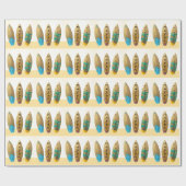 Retro Surfbretttriosommer-Strand Geburtstag Geschenkpapier (Flach)